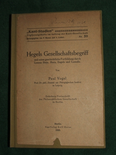 VOGEL, Paul: Hegels Gesellschaftsbegriff …
